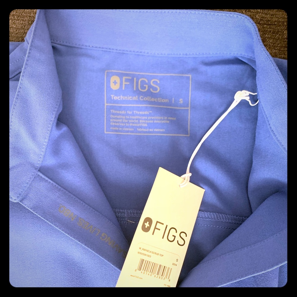 Figs Rafaela Denim Blue Scrub Top